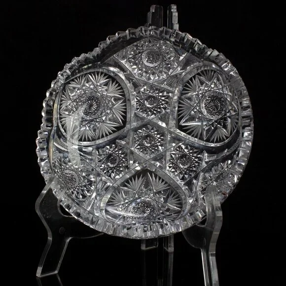 AMERICA Brilliant Crystal Nappy Bowl | Beautiful Intricate Pattern | Excellent - Picture 1 of 9